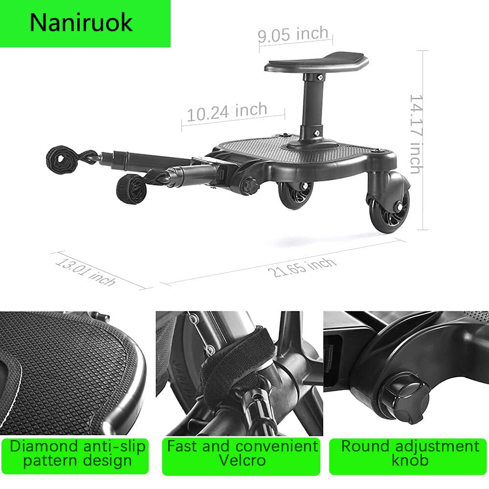 Naniruok Universal Stroller Board With Detachable Seat, 2 In 1 Buggy Board Suitable For Most Brands Of Strollers, Holds Children