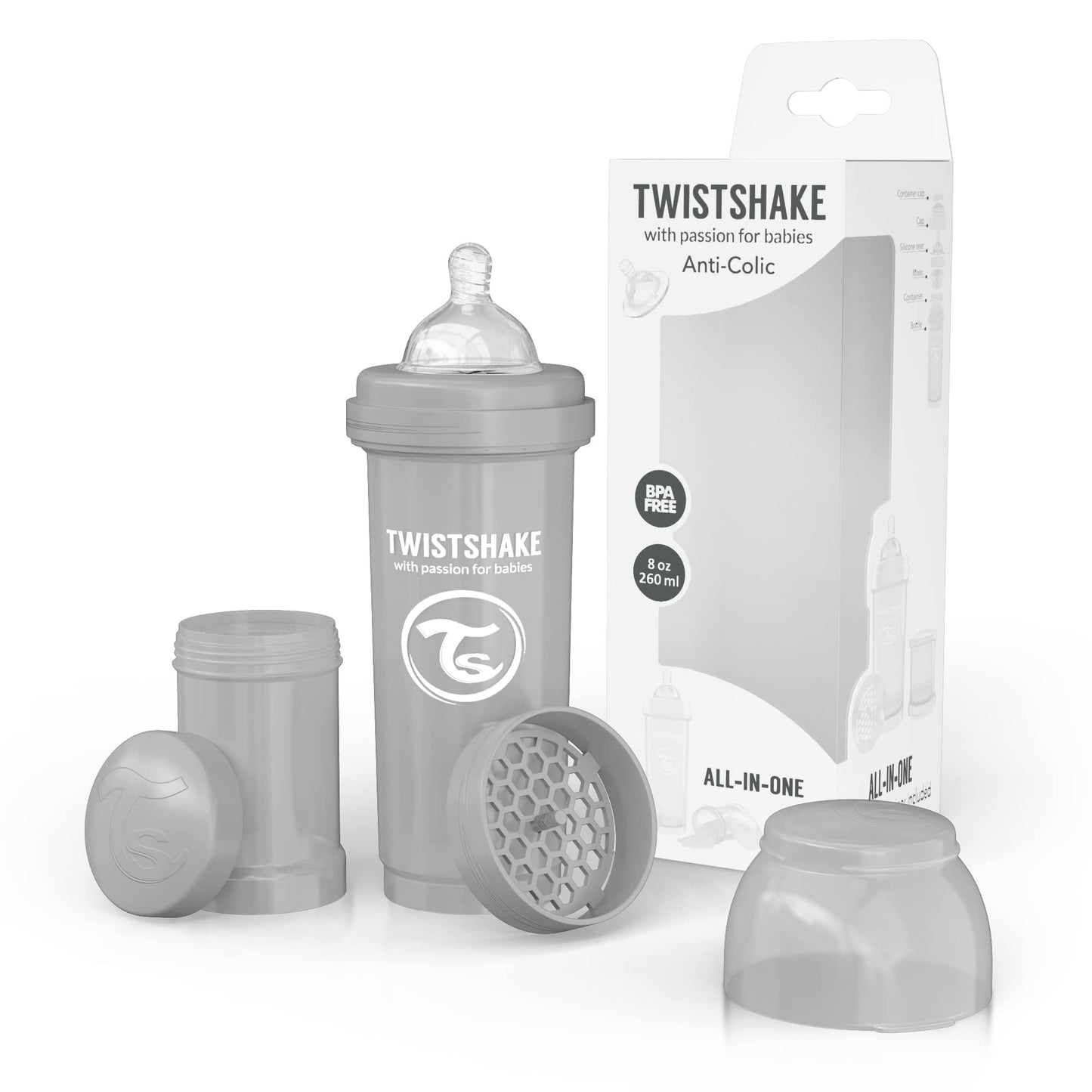 Twistshake Anti-Colic 260Ml/8Oz Pastel Grey