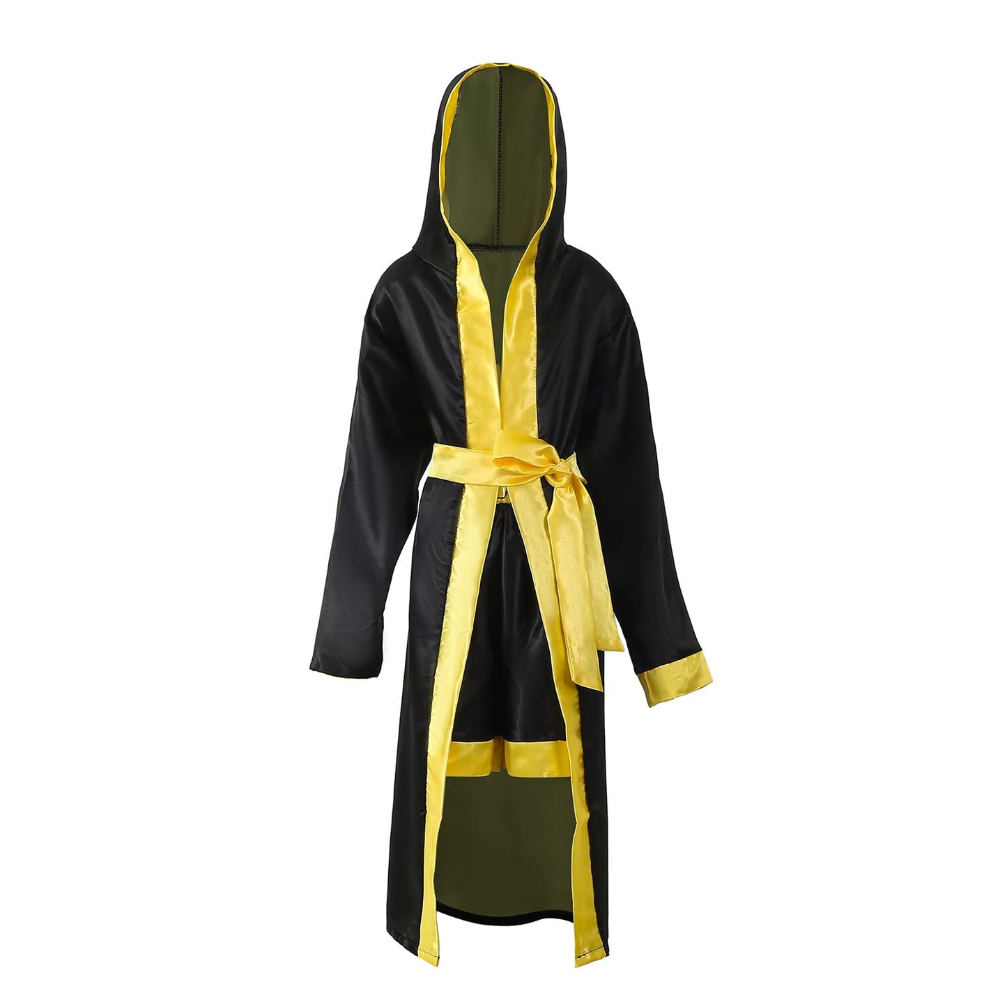 Aswtz Child'S Italian Stallion Boxing Costume Robe With Shorts And Cloak Hooded Halloween Cosplay For Kids (Medium Black)
