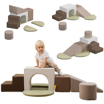 Banasuper Kids Climbing Foam Blocks Playset - 7 Piece Toddler Climbing Toys, Indoor Gross Motor Development Montessori Gross Mot