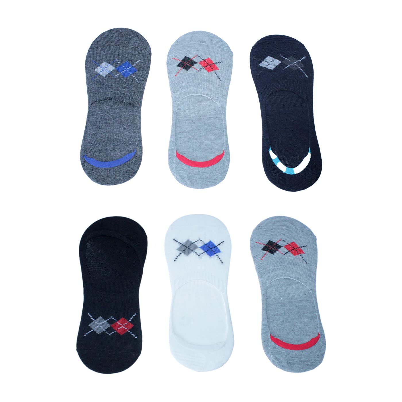 Fully No Show Loafer Socks For Unisex (Set Of 6 Pair, Random Colors)