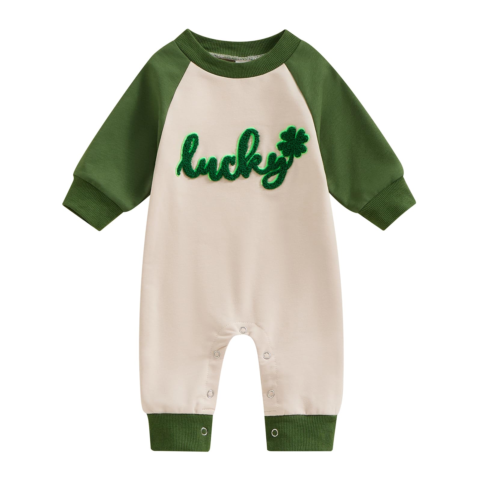Fybitbo St Patrick'S Day Baby Boy Girl Outfit Lucky Shamrock Embroidery Jumpsuit Romper Pattys Day Newborn Onesie Clothes (Green