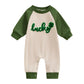 Fybitbo St Patricks Day Baby Boy Girl Outfits Lucky Shamrock Embroidery Jumpsuit Romper Pattys Day Newborn Onesie Clothes (Green