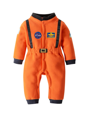 Lxkikmm Baby Toddler Boy Astronaut Costume Space Suit Cosplay Party Jumpsuit Halloween Rompers,Orange 18-24 Months