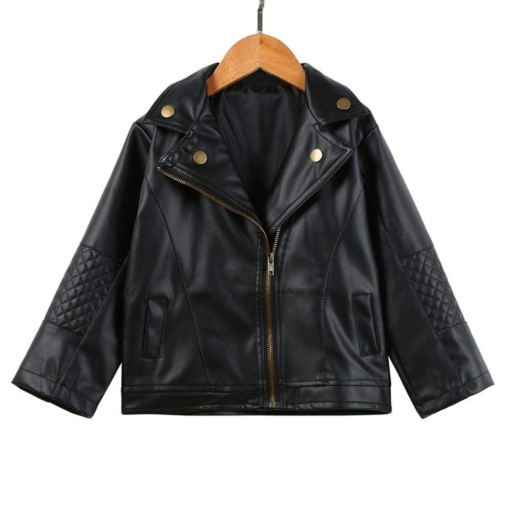 Gliglittr Toddler Baby Boy Girl Motorcycle Faux Leather Jackets Coat Winter Outwear For 1-6Y (Black, 12-18M(Size 80)