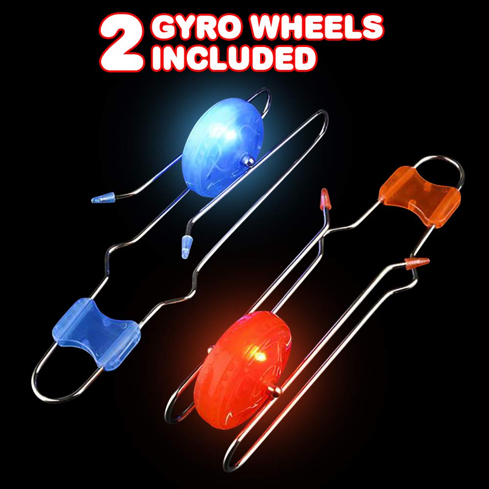 ArtCreativity Retro Light Up Gyro Wheels Toy- 2, 8.5 Inch Gyroscope Rail Twisters, Easter Basket Stuffers for Kids Classic Vinta