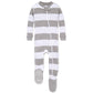 Burt'S Bees Baby Baby Boys Pajamas, Zip-Front Non-Slip Footed Pjs, Organic Cotton And Toddler Sleepers, Heather Grey Rugby Strip
