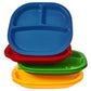 US Acrylic Harmony 3-compartment Divided Plastic Kids Tray in 4 Primary Colors | set of 12 Reusable, BPA-free Plates, Made in th