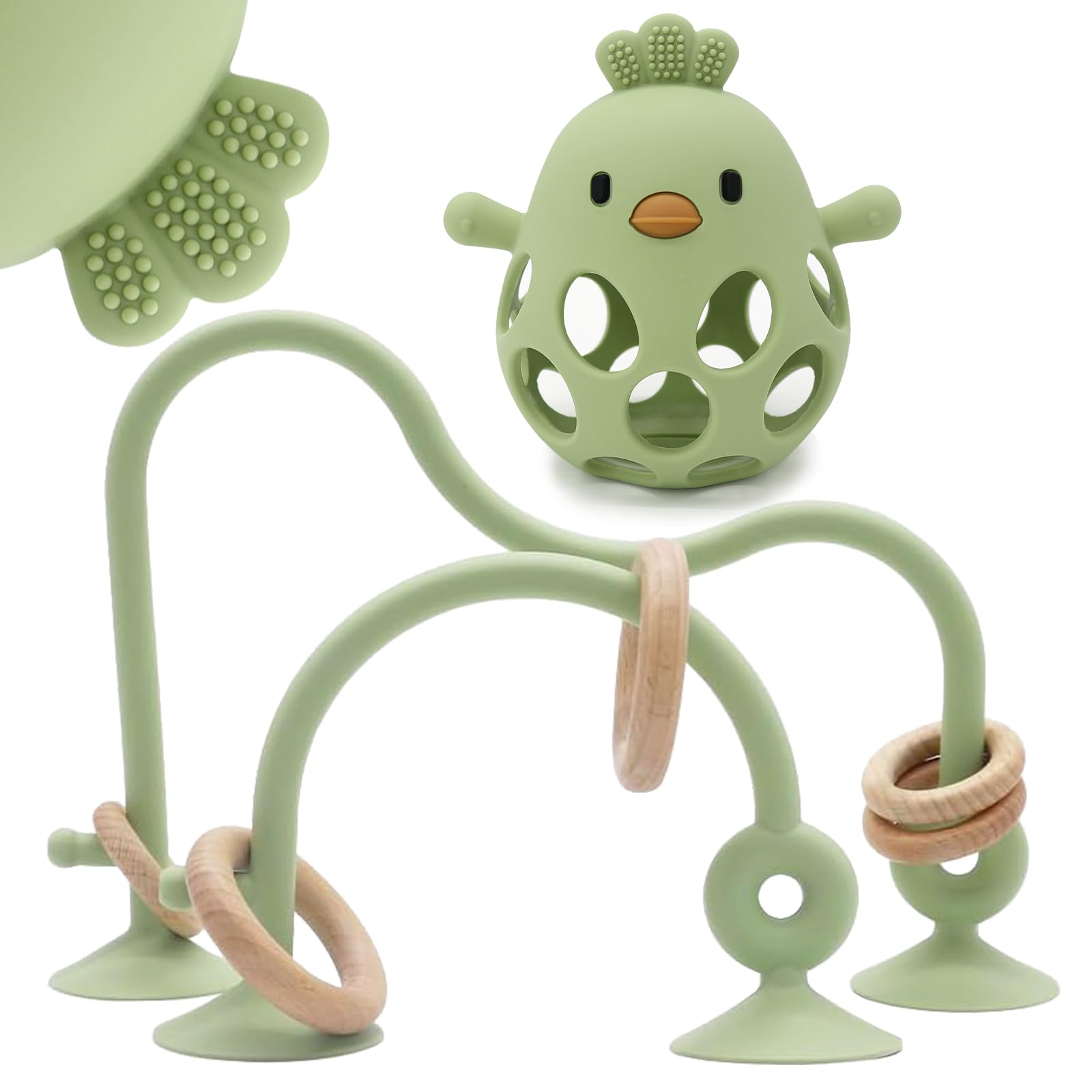 Baby High Chair Toys Teething Chew - Baby Suction Table Toys, Teething Silicone Teethers, Table, Food Grade Silicon for 6 12 18 