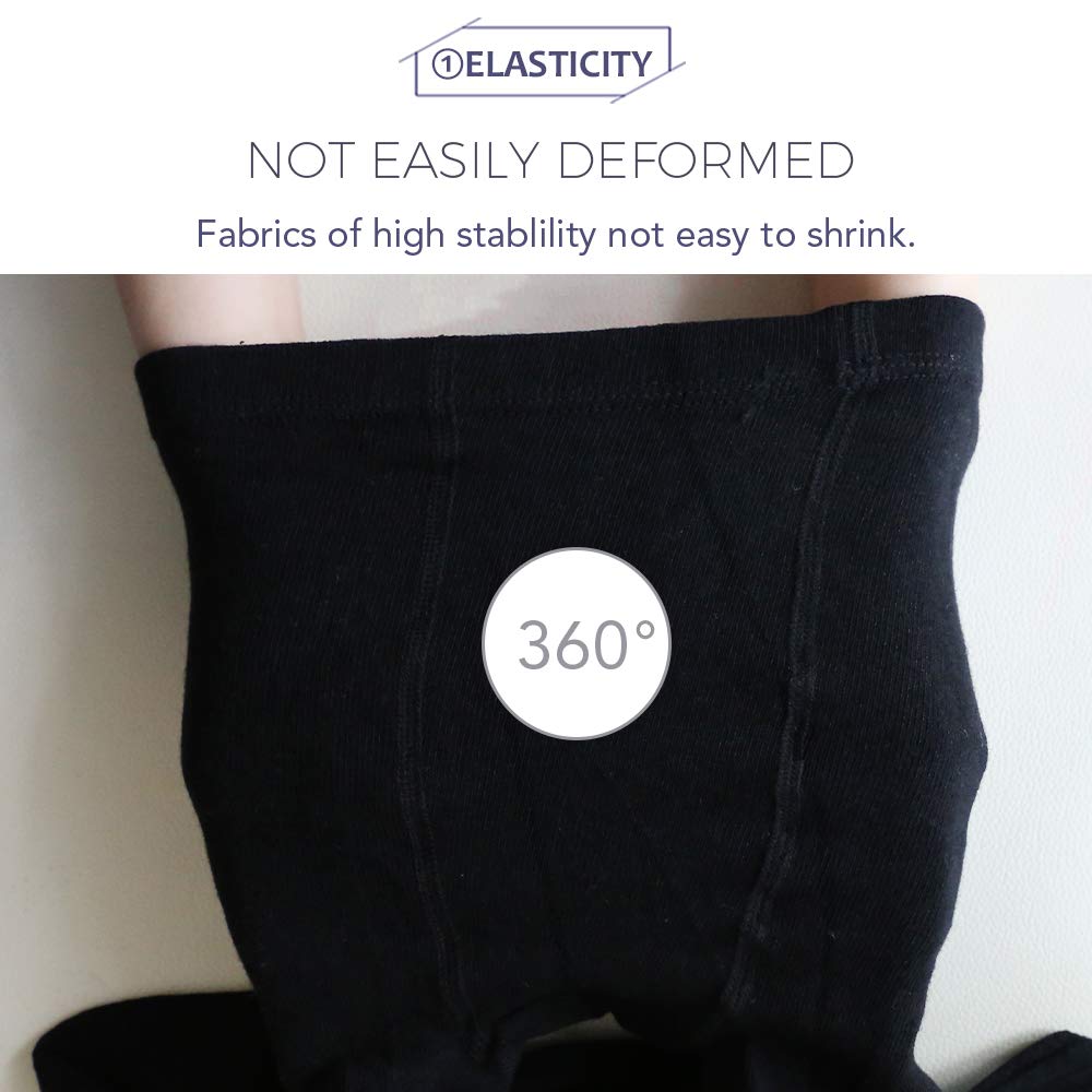 Techcity Baby Girls Tights Toddler Seamless Leggings Cable Knit Cotton Pants Stockings (Pack Of 3) (3 Pack Black White Purple, 2