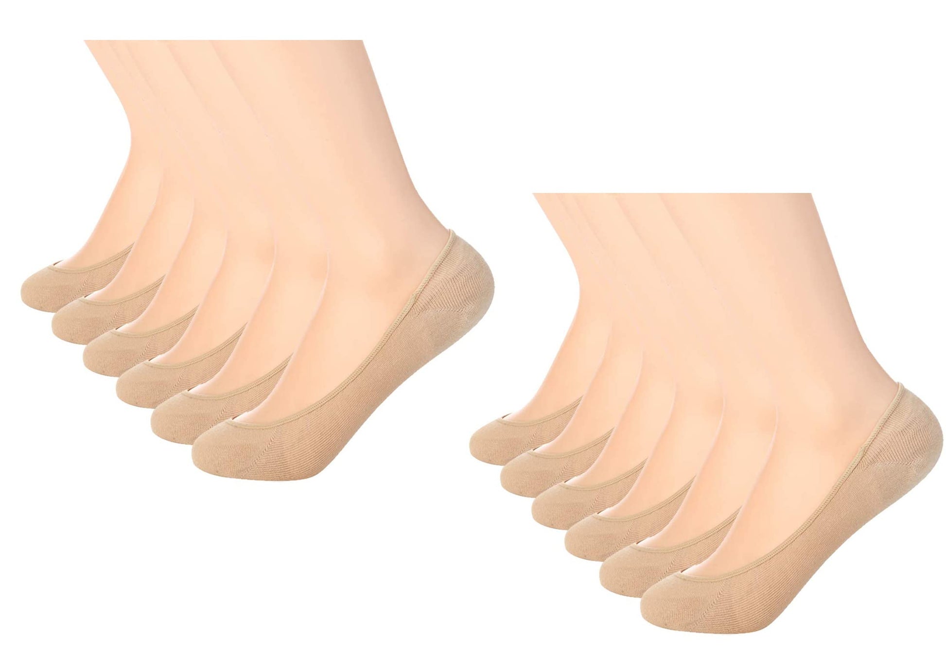 Dikhawa Pack Of 12 WomenS Anti Slip Loafers, Hidden No Show Socks (Beige Colour, Free Size)