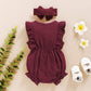 Younger Tree Toddler Baby Girl Ruffled Sleeveless Romper Casual Summer Jumpsuit Cotton Linen Clothes (Button-Red, 18-24 Months)