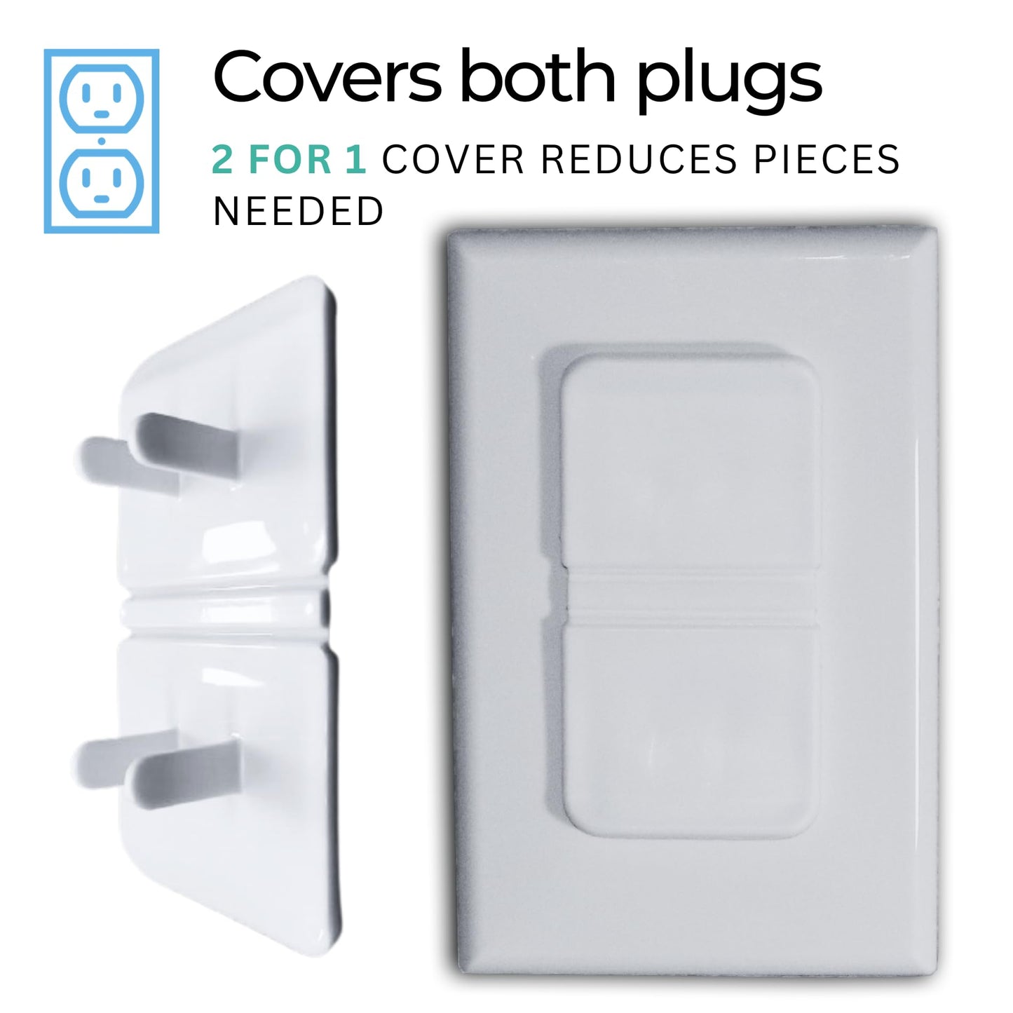 White Double Outlet Covers Baby Proofing (20 Pack, 40 Sockets) | Baby Proof Plug Covers For Electrical Outlets | Safe & Secure B