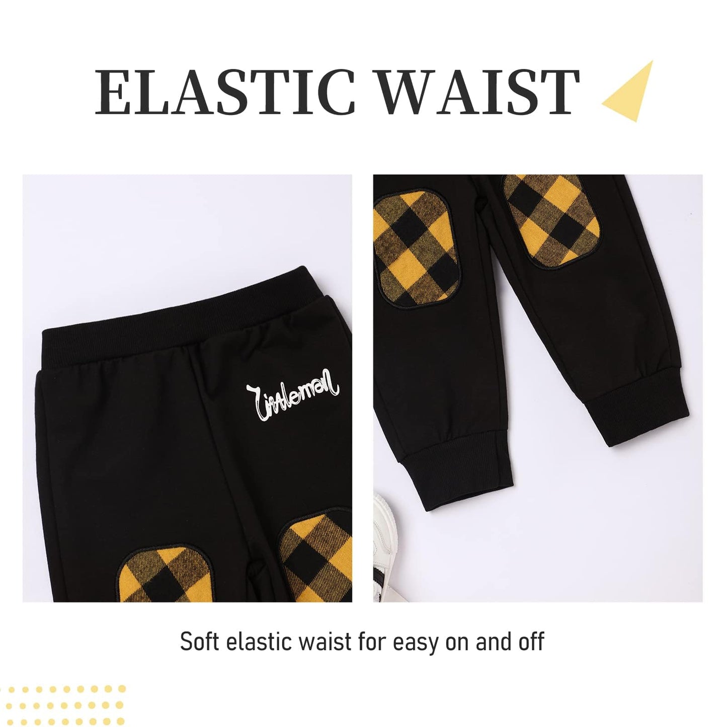 Fuermos Toddler Baby Boys Clothes Winter Flannel Plaid Long Sleeve Hoodie Sweatsuit Pants Outfits Set