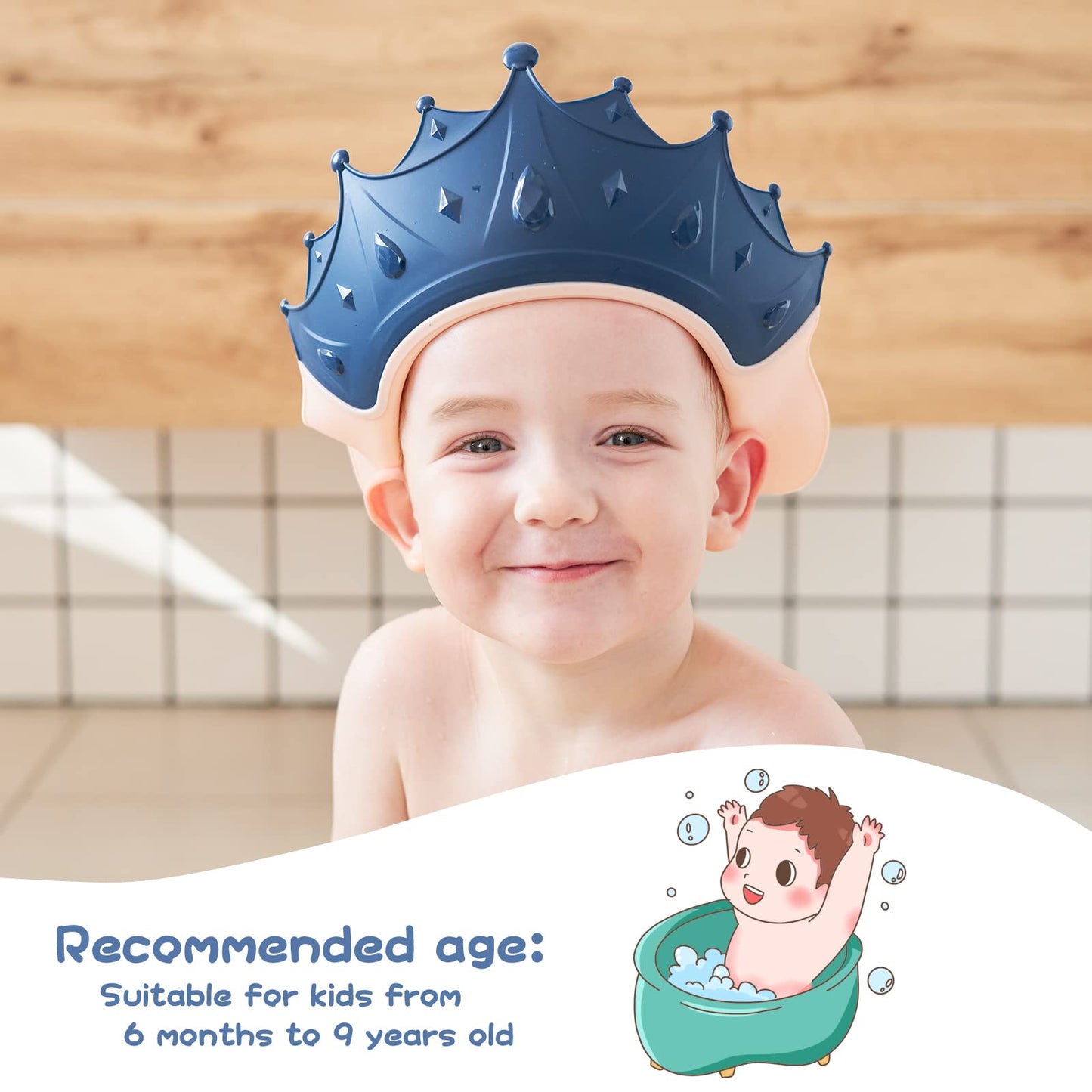 Fusacony Baby Shower Cap Shield, Shower Cap For Kids, Visor Hat For Eye And Ear Protection For 0-9 Years Old Children, Cute Crow