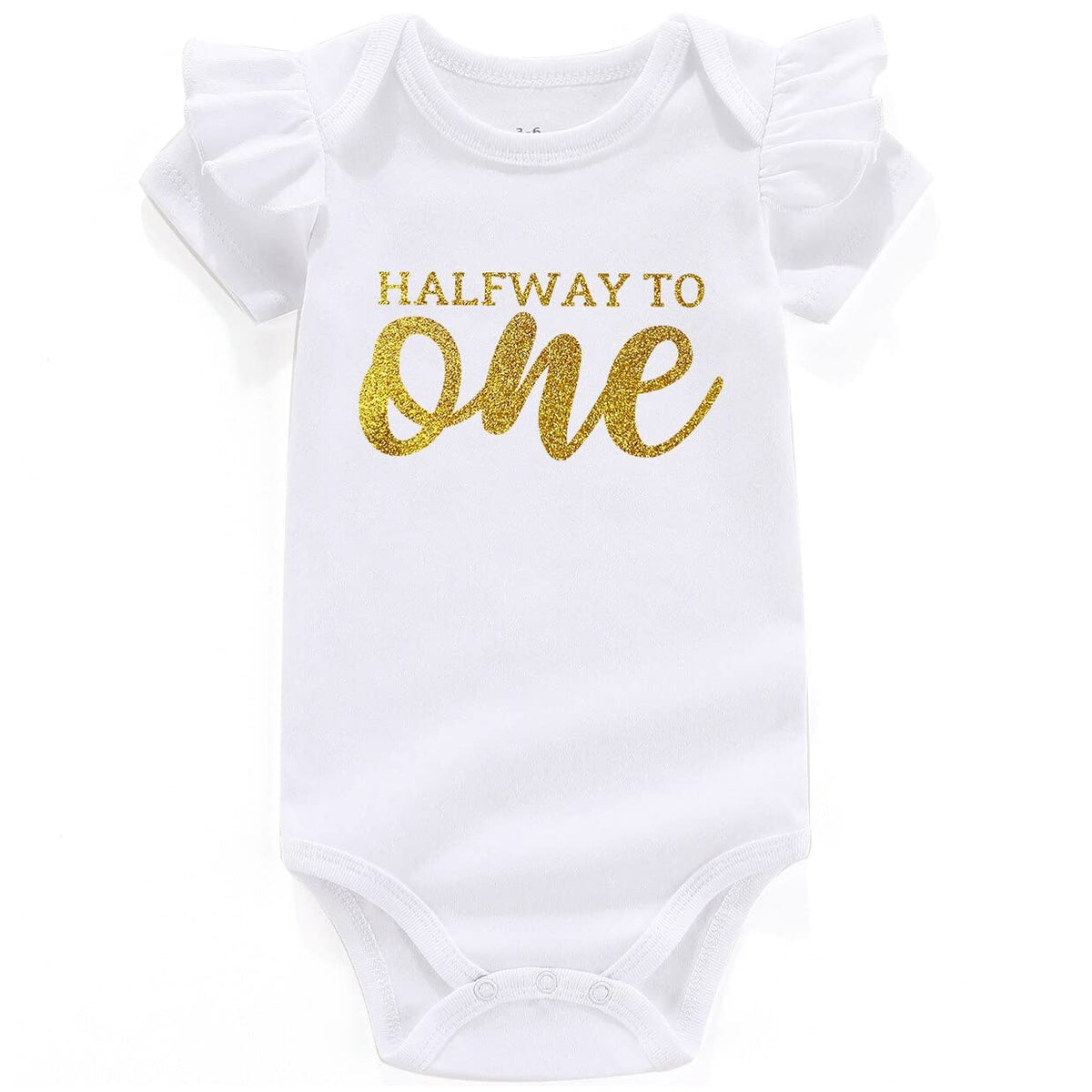 Shlrzy Grandma Baby Announcement Newborn Baby Boy Clothes Funny Baby Bodysuits For Girls, Half Way To One White, 69 Months