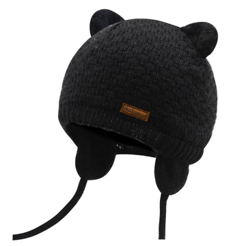 Duoyeree Kids Baby Hat Soft Warm Cable Knit Beanie Toddler Girl Fall Winter Hats(Black,0-6 Months)