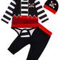 Baby Boys My First Halloween Pirate Outfit Long Sleeve Buccaneer Romper With Hat(0-3 Months) Black