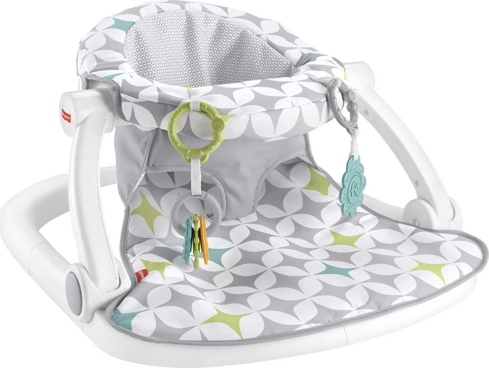 Fisher-Price Portable Baby Chair Sit-Me-Up Floor Seat With Developmental Toys & Machine Washable Seat Pad, Starlight Bursts