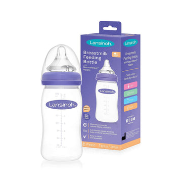 Lansinoh Momma Breastmilk Feeding Bottle With Naturalwave Nipple, 8 Ounce, Bpa