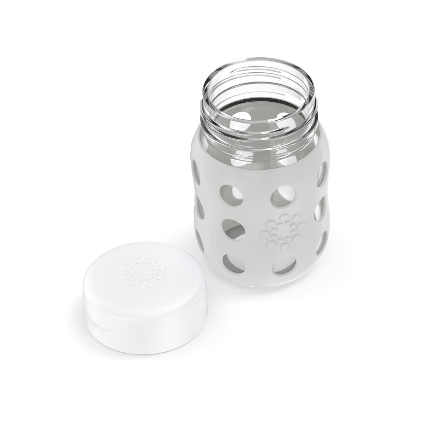 Lifefactory 8-Ounce Wide Neck Glass Baby Bottle With Protective Silicone Sleeve And Sippy Spout, Stone Gray (Lg2251Wcg4)