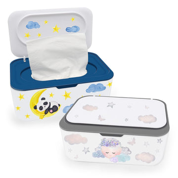 2Pcs Baby Wipes Dispenser, Diaper Wipe Holder With Lid, Refillable Wipes Case Container With Sealing Design, Flushable Wipes Pou