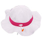 Upf 50+ Sun Protection Wide Brim Baby Sun Hat, White With Rose Band 0-12 Months