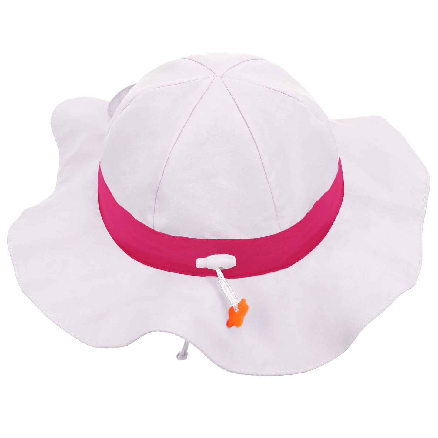 Upf 50+ Sun Protection Wide Brim Baby Sun Hat, White With Rose Band 0-12 Months