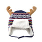 Home Prefer Baby Toddler Boys Winter Hats Warm Cotton Knitted Skull Caps With Earflaps Elk Horns Winter Hat Xl Blue