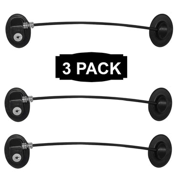 3 Pack Refrigerator Door Locks with 6 keys, File Drawer Lock, Freezer Door Lock and Child Safety Cabinet Lock by REZIPO Black