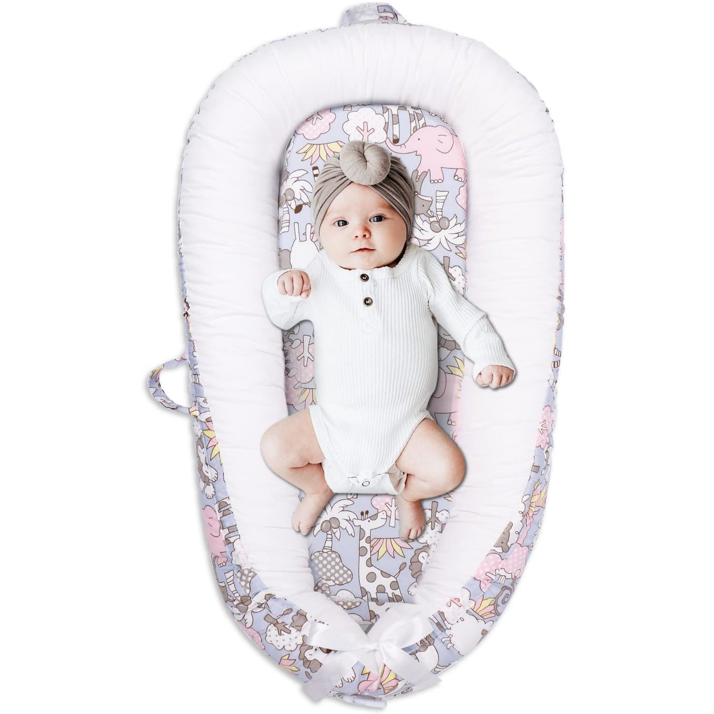 Jocute Baby Lounger, Portable Newborn Lounger, Organic Cotton Infant Nest Cover, Adjustable Infant Lounger, Ultra Baby Gift, Bab