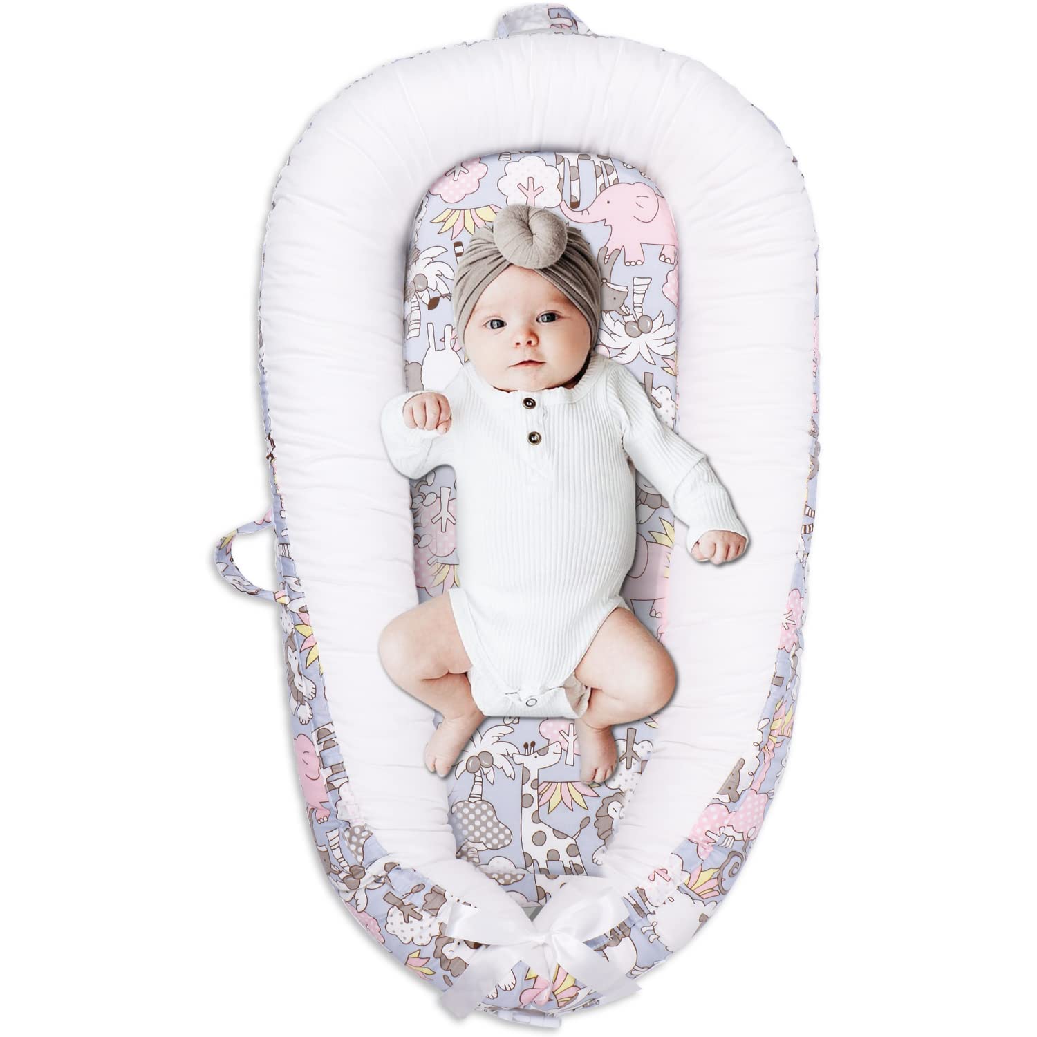 Jocute Baby Lounger, Portable Newborn Lounger, Organic Cotton Infant Nest Cover, Adjustable Infant Lounger, Ultra Baby Gift, Bab
