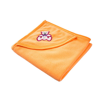 Aakriti Newborn Antipilling Hooded Baby Blanket Wrapper for Winter ||Blanket for Baby Boys and Baby Girls Pack of 1 (Orange)