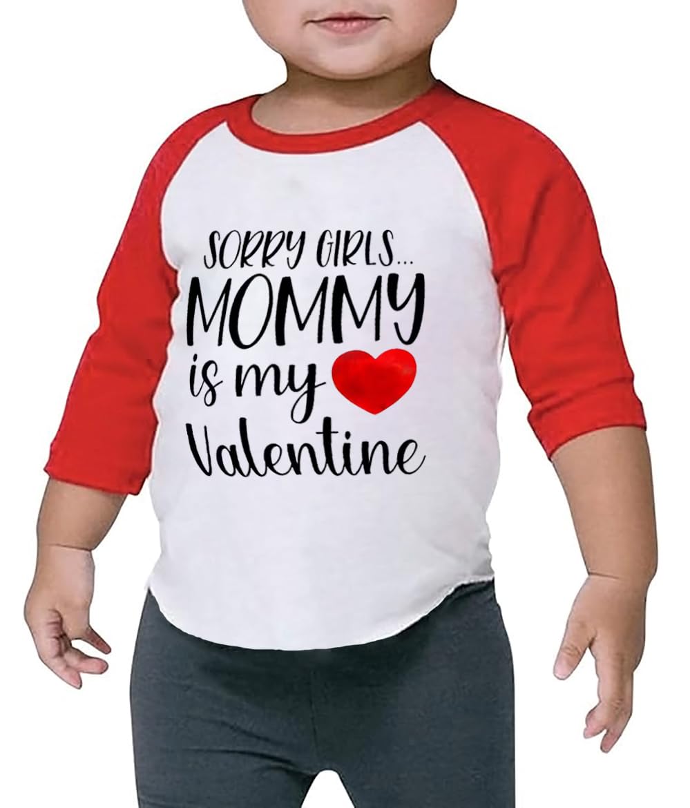 Future Ladies Man Current Mama'S Boy Raglan T-Shirt Toddler Boy Valentine'S Day 3/4 Sleeve Top Spring Cotton Outfit (1-2T, Red3)