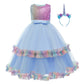 Myrisam Unicorn Costume Sequins Princess Birthday Pageant Party Halloween Carnival Long Maxi Tulle Fancy Dress Up Outfits Blue 6