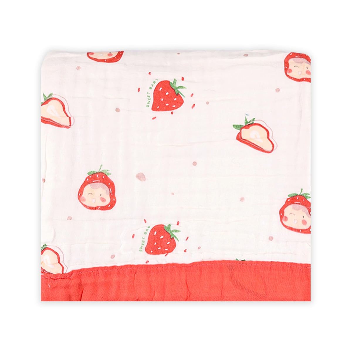 MomS Home Organic Cotton Baby Muslin 6 Layer Blanket | 100 X100 Cm | 03 Years Pack Of 1 | Strawberry