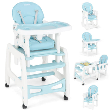Infans 5 In 1 Baby High Chair, Convertible Toddler Table Chair Set, Rocking Chair, Multi-Function Seat With Lockable Universal W