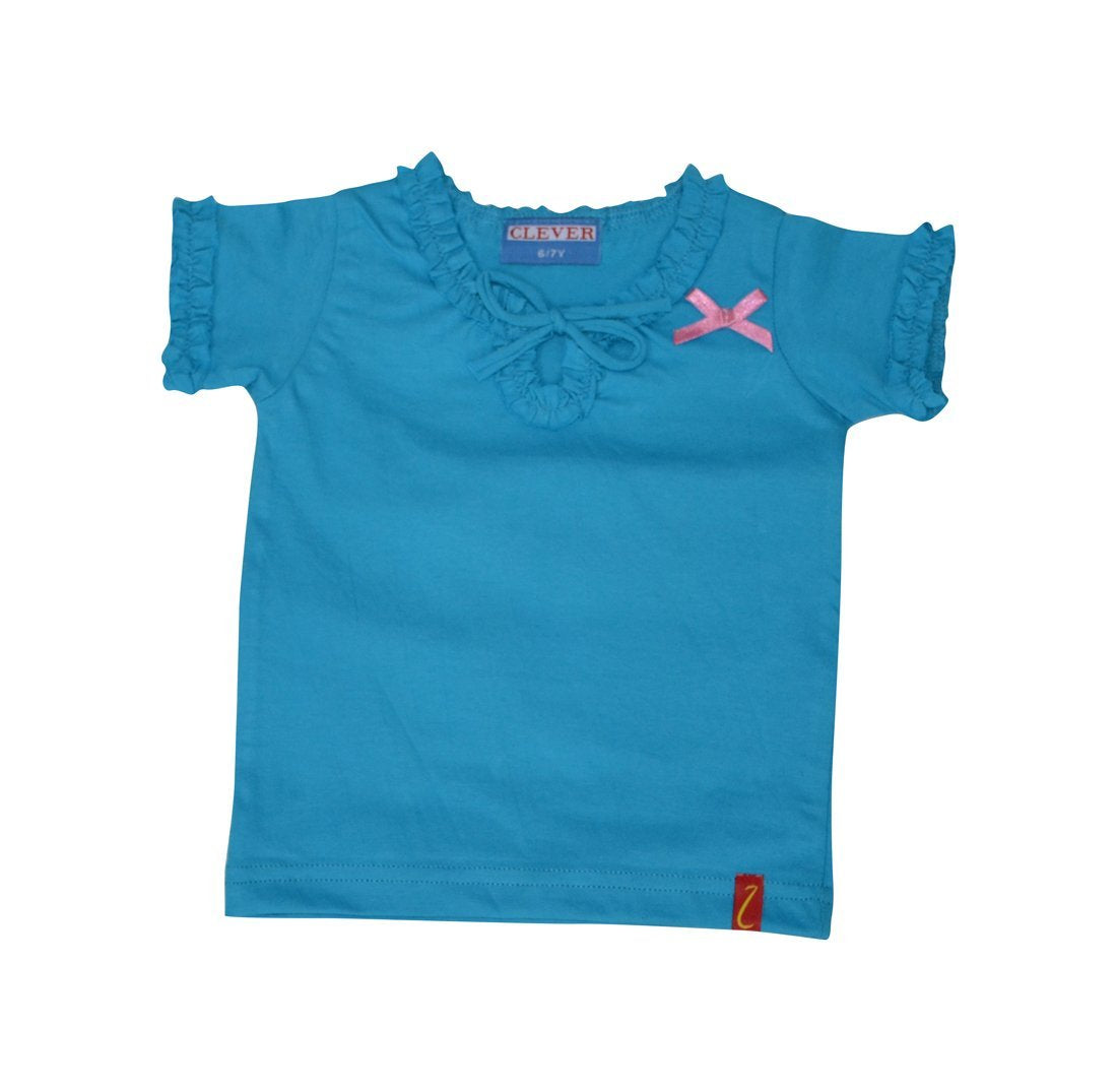Clever Baby Girls Tshirt(ZCGT004LBLU_89Yrs_Light Blue_89 Years)