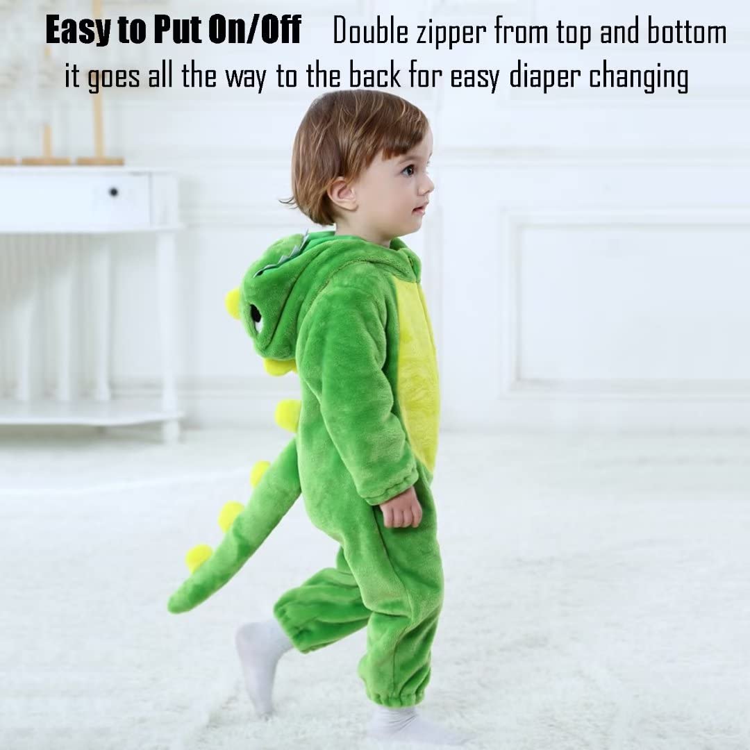 Qiaoniuniu Halloween Baby Green Dinosaur Costumes Toddler Outfit Infants Cosplay Romper 30-36 Months