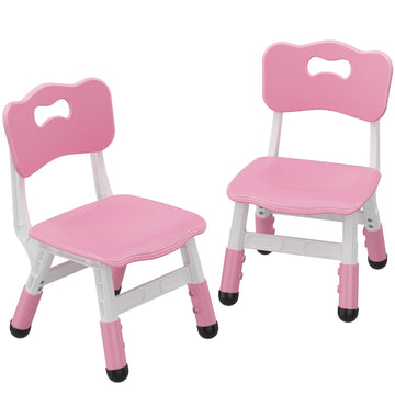 PeacefulHues 2-Pack Height-Adjustable Kids Plastic Chairs - Ergonomic Backrest, Non-Slip Feet, Durable, 82Kg Weight Capacity - F