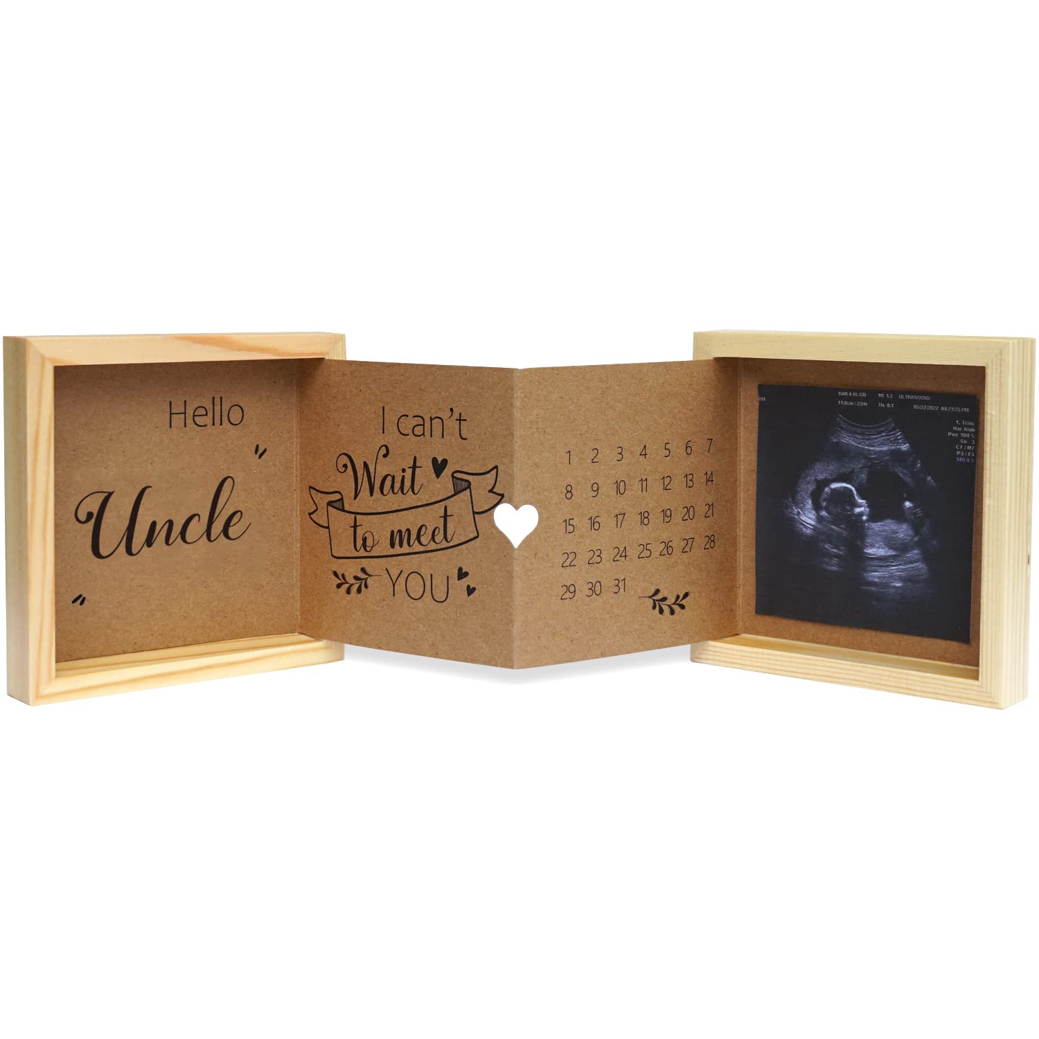 Hamuiers Pregnancy Announcement For Uncle, Baby Announcement Ideas Ultrasound Picture Frame Wooden Keepsake Box