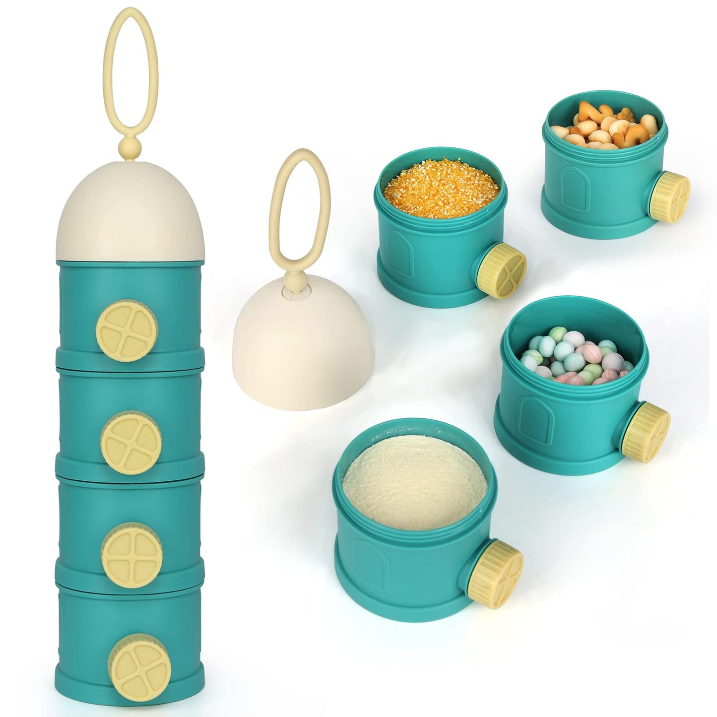 Accmor Formula Dispenser On The Go, 4 Layers Stackable Formula Container To Go, Non-Spill Portable Milk Powder Baby & Kids Snack