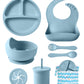 Silicone Baby Feeding Set, 10 Pcs Baby Led Weaning Supplies With Suction Bowl Divided Plate Adjustable Bib Soft Spoon Fork Snack