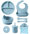 Silicone Baby Feeding Set, 10 Pcs Baby Led Weaning Supplies With Suction Bowl Divided Plate Adjustable Bib Soft Spoon Fork Snack