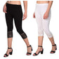 Snowball Girls Mid Rise Regular Fit Cotton Leggings (2capricombo.black.whiteMEDIUM_Black, White_M)