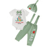 Karuedoo My 1st Father's Day Baby Boy Outfit Short Sleeve Bowtie Romper I Love Dad Suspender Pants Hat 3 Piece Clothes Set (Whit