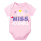 Lillypupp Unisex Pure Cotton New Born Baby Romper Bodysuit With Funny Little Miss Adorable Quote For Baby Girls Dress.