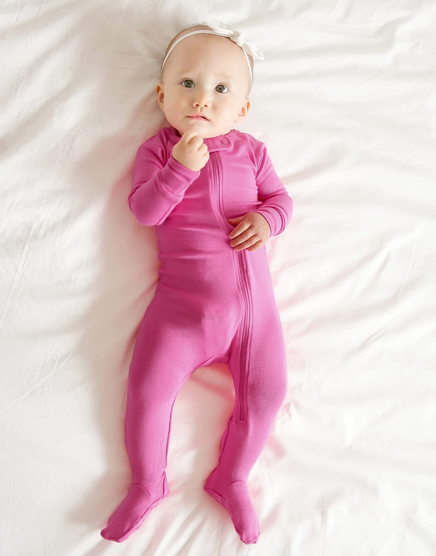 Vaenait Baby Toddler Boys Girls Solid Footie Pajama Cozy Modal Hotpink 3-6M