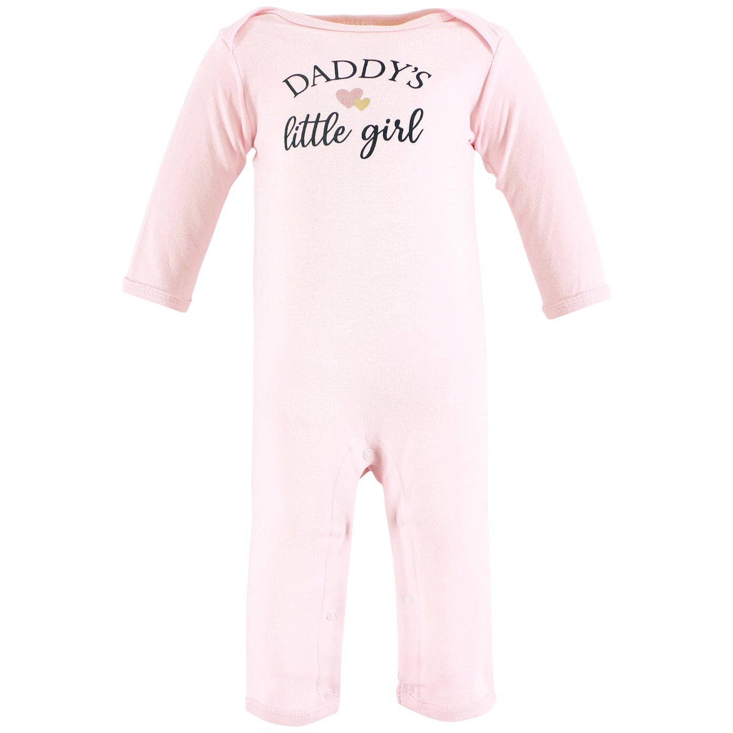 Hudson Baby Unisex Baby Cotton Coveralls, Girl-Daddy Pink Navy, 0-3 Months
