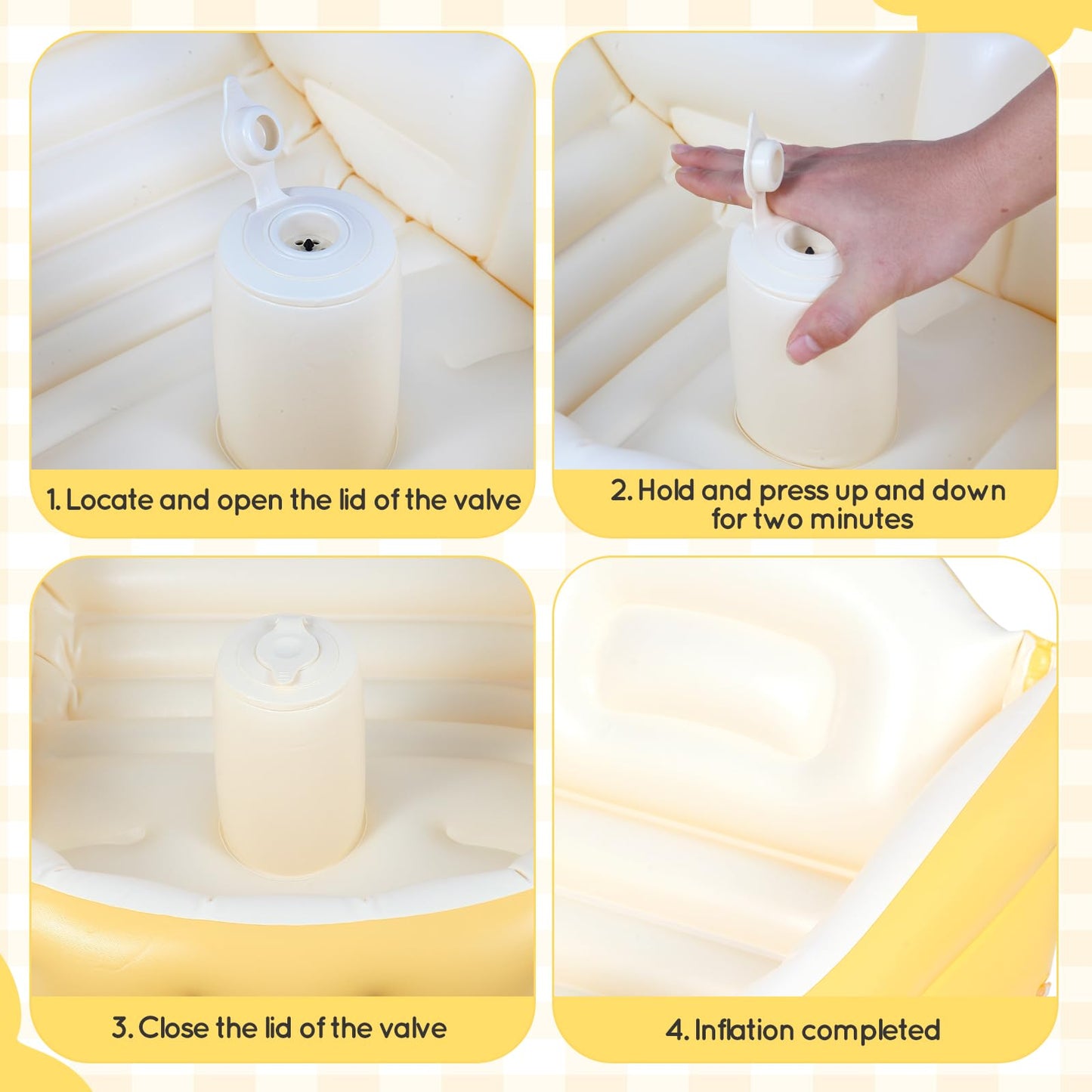 Mink Inflatable Baby Bathtub - Compact, Portable Bath Tub With Anti-Sliding Saddle Horn Seat, Ideal For Travel & Home - Suitable